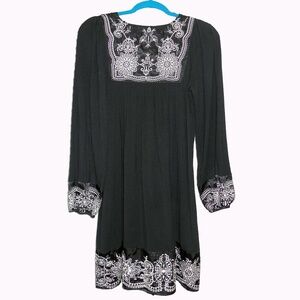 For Joseph Women's Embroidered Tunic Black & White Sz S Loose & Flowy